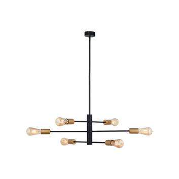 Hängeleuchte Rotor VI, schwarz/gold, sechsflammig