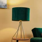 Stolní lampa Monaco, trojnožka zlatá, zelený samet