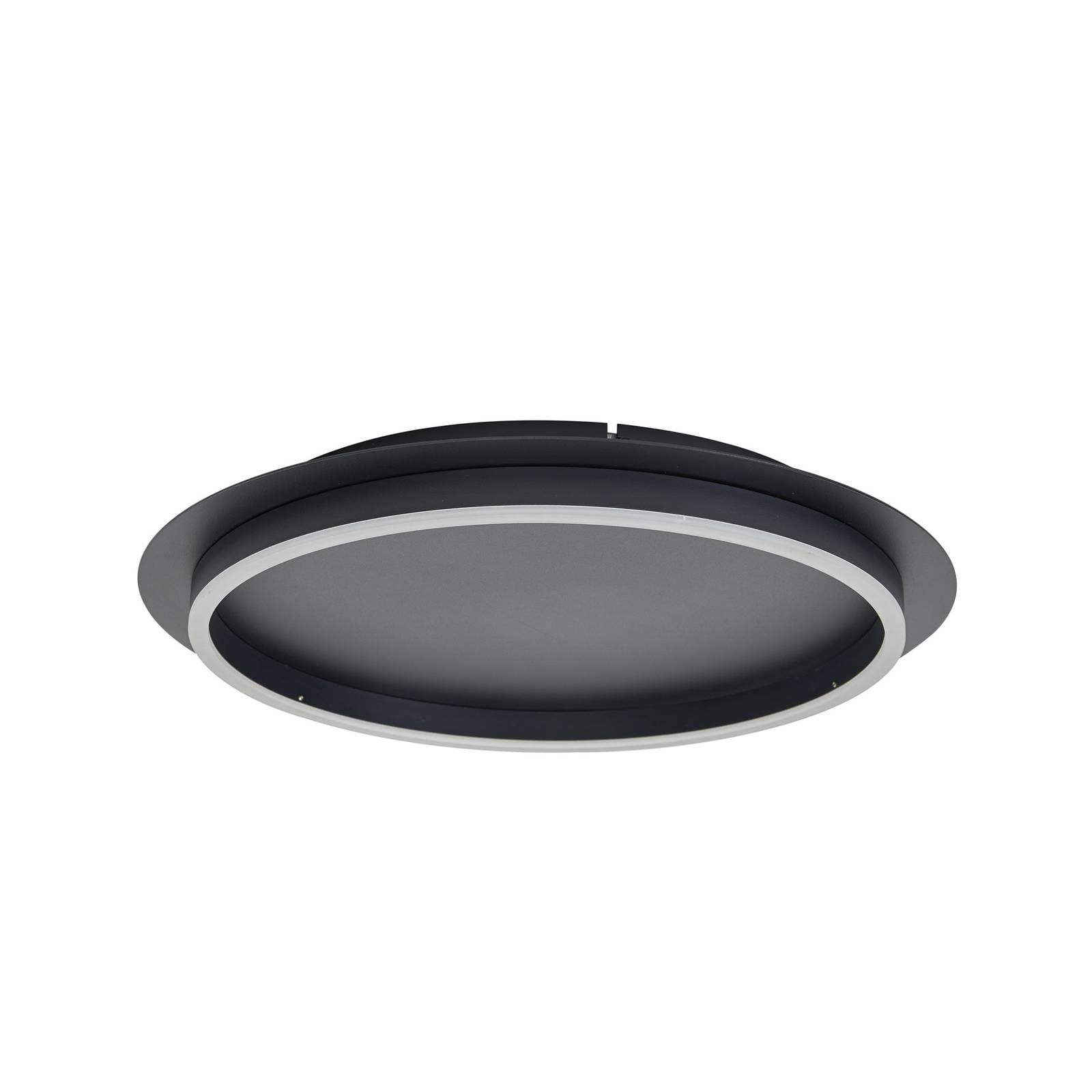 Lindby LED-Deckenleuchte Kunis, schwarz, Kunststoff, Ø 46 cm