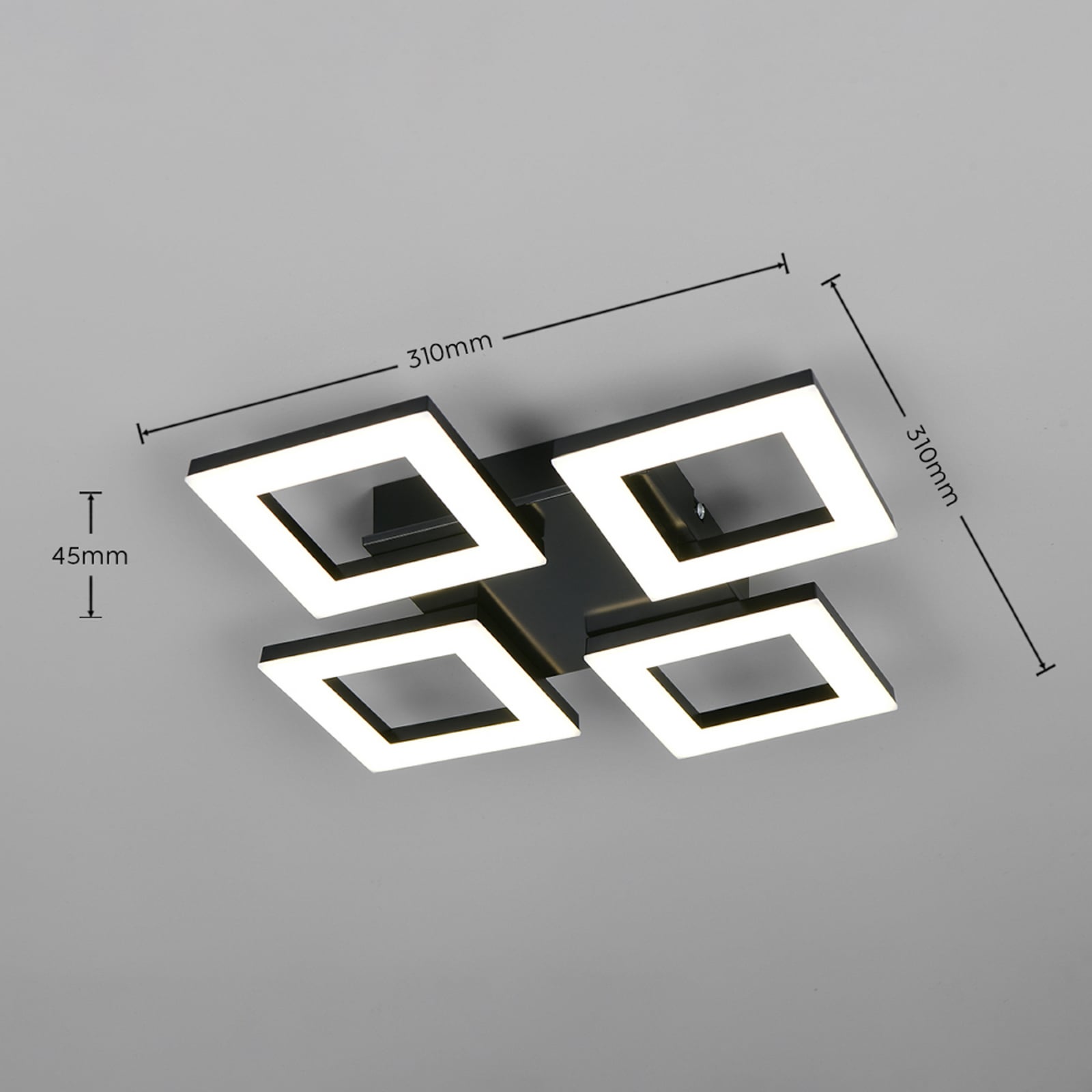 Plafoniera LED Cemi, angolare, nera, in plastica, 4.000 K Plafoniera LED Cemi, angolare, nera, in plastica, 4.000 K