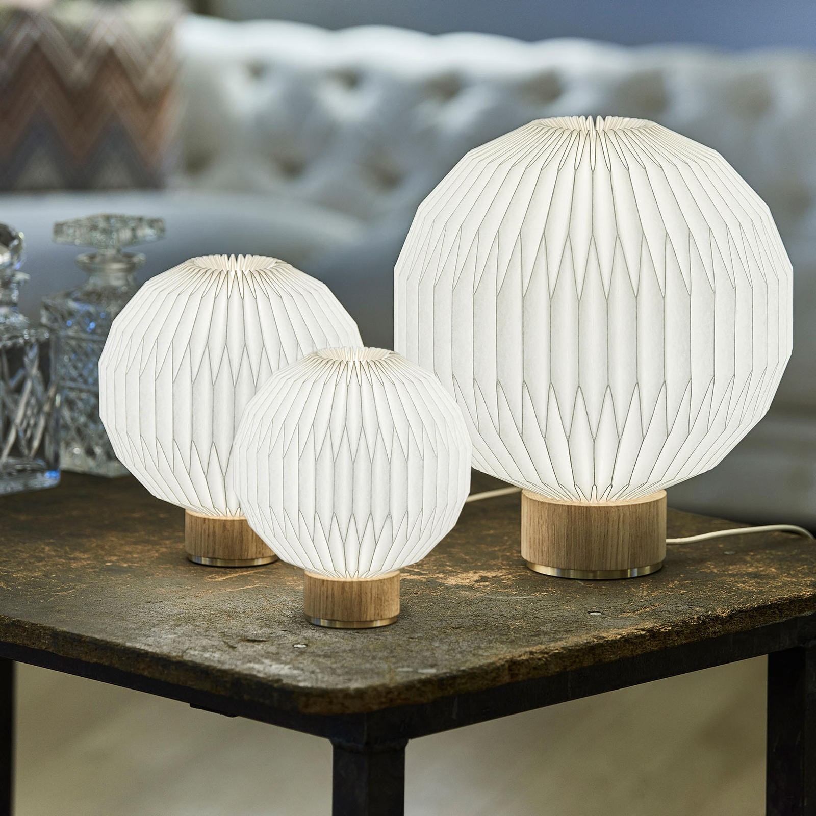 Le Klint LE KLINT 375 table lamp Ø 18 cm plastic lampshade, for Living / Dining Room, plastic, untreated oak, brass, E14, 10 W, energy efficiency: A++, H: 21 cm