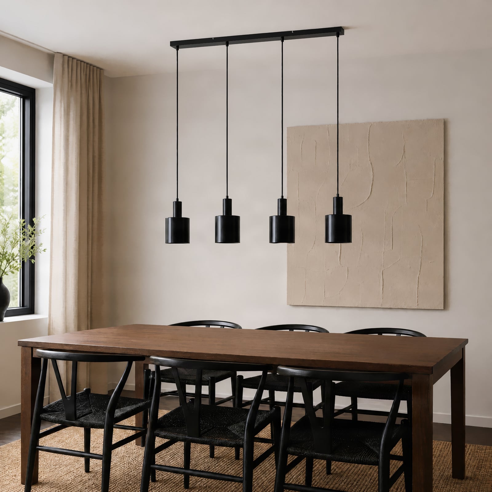 Żyrandol Lindby Ovelia, czarna, 4-punktowa, metalowa, E27 Żyrandol Lindby Ovelia, czarna, 4-punktowa, metalowa, E27