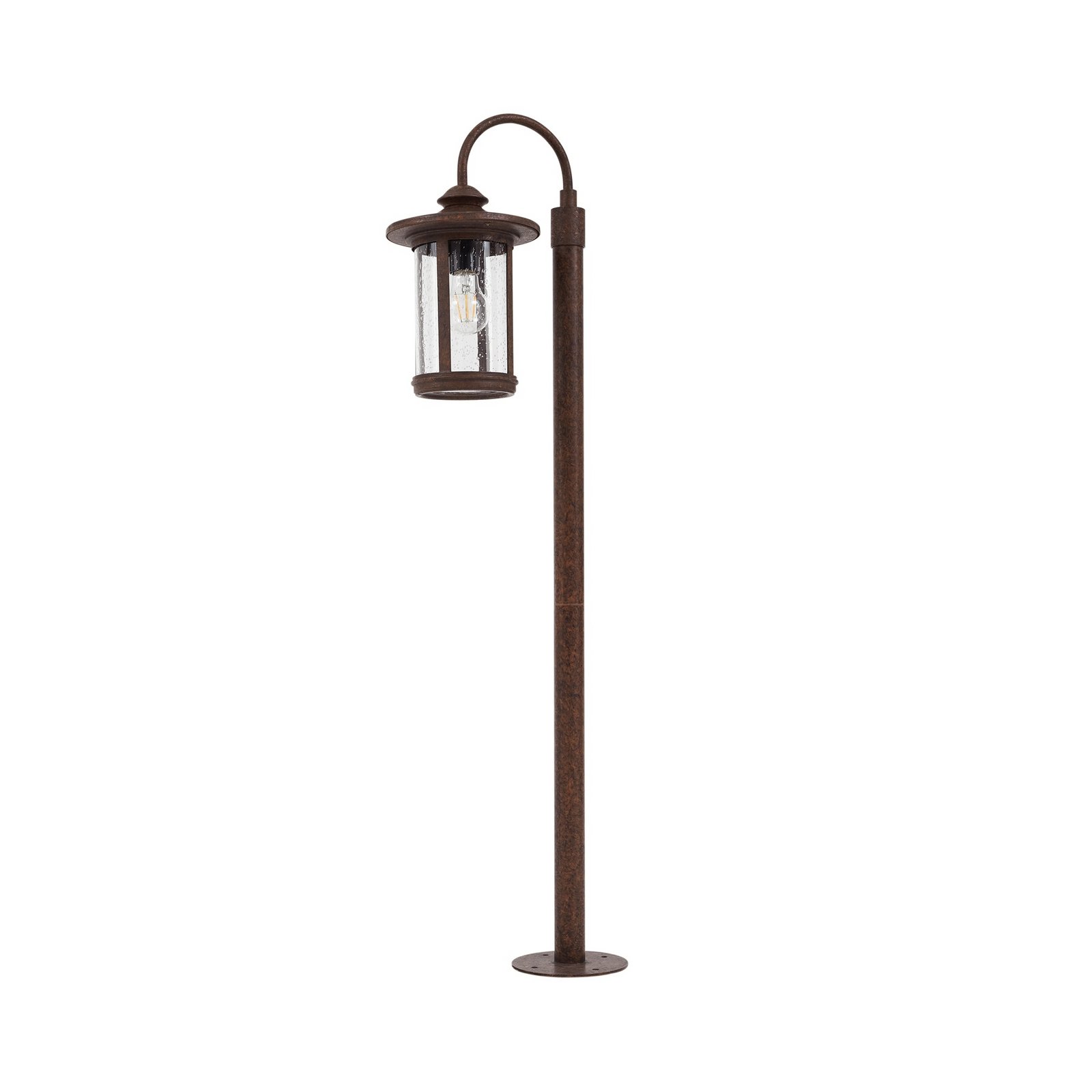 Lindby path light Zayn, rust, glass, height 109 cm