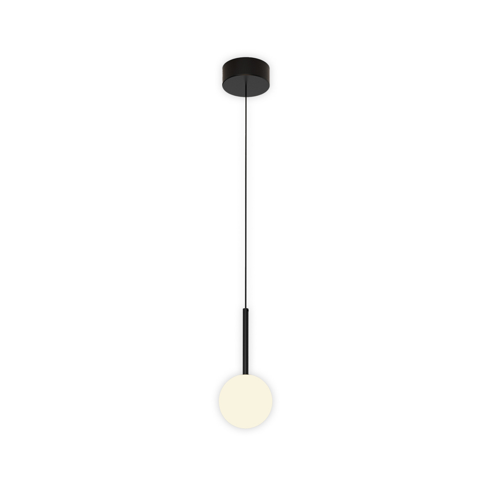 Mantra Iluminación Podrumska viseća svjetiljka, 1 žarulja, željezo, crna, staklo, bijela - Dnevni boravak/blagovaonica - crna, opalno bijela - Metal