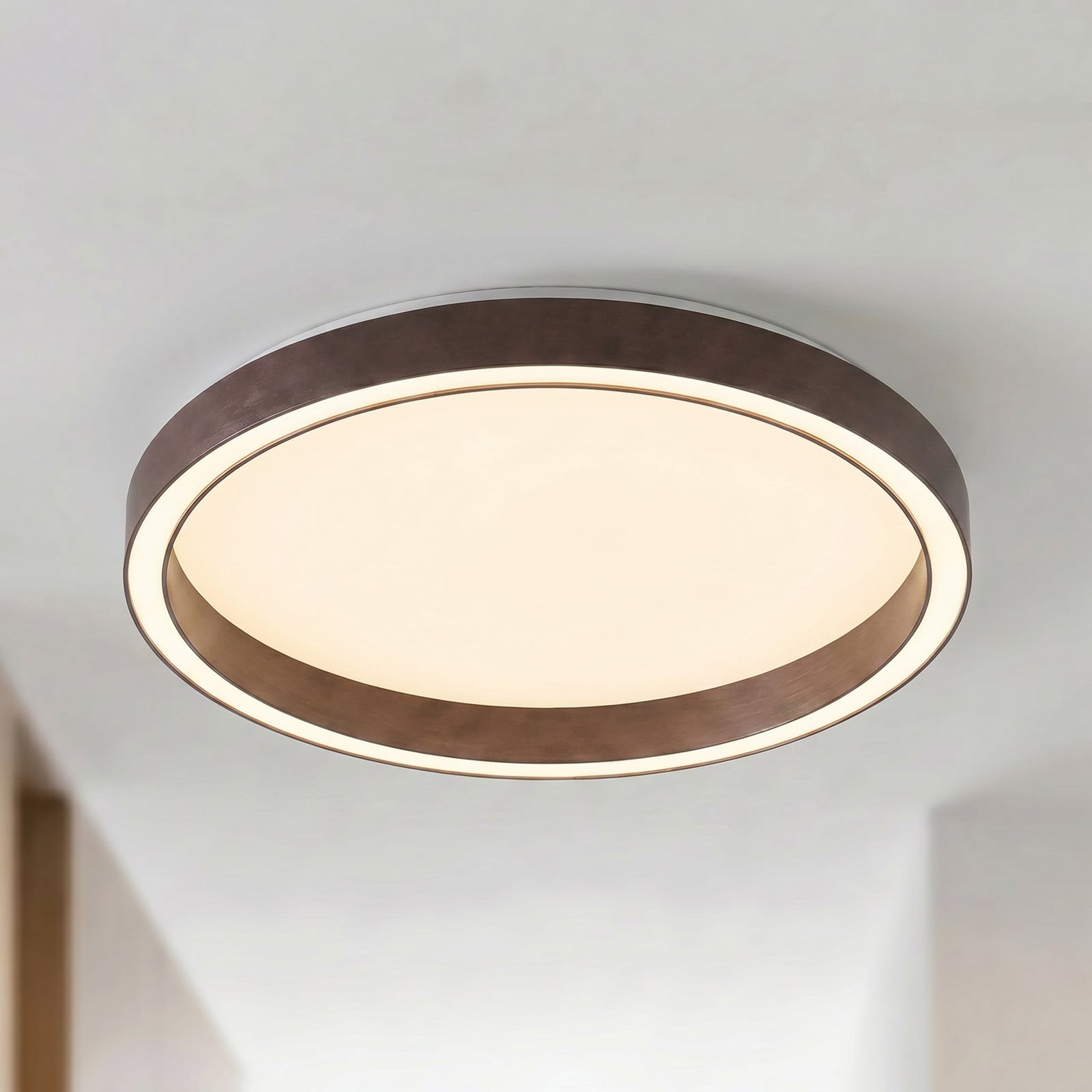 Plafonieră LED Lucande Rotundo Ø 40 cm maro dimabil - Camera de zi / sufragerie - Modern - maro cafenie finisaj periat - Plastic
