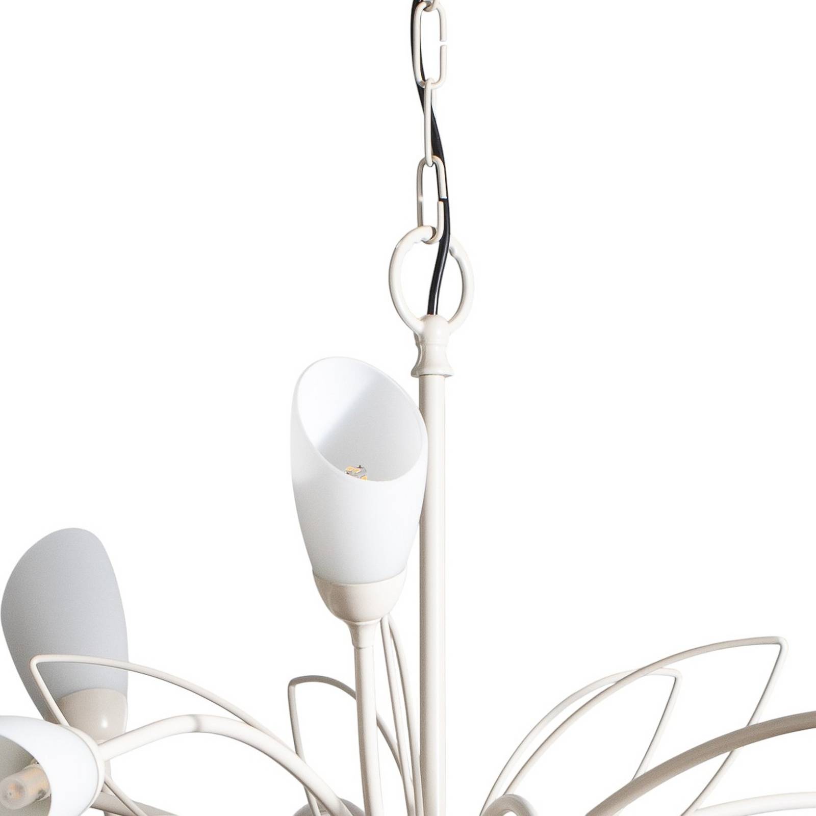 Lampa wisząca Gloriosa, szklana, kremowa, 15 źródeł światła