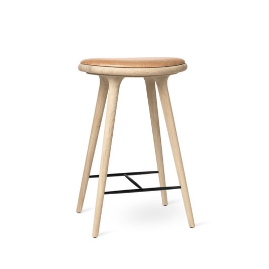 Barhocker, braun, Eiche/Leder, Höhe 74 cm - Mater
