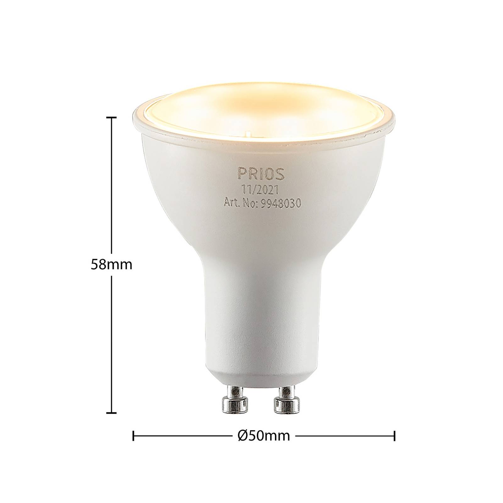 PRIOS Réflecteur LED GU10 8 W 3 000 K 120°