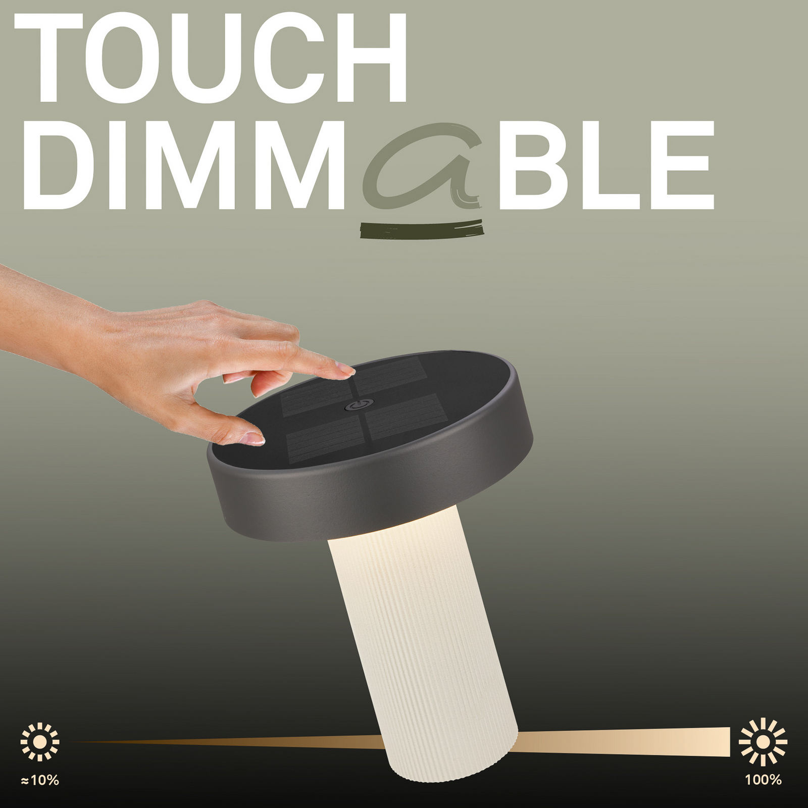 LED-batteridriven solcellsbordslampa Poga, benvit/antracit, IP44