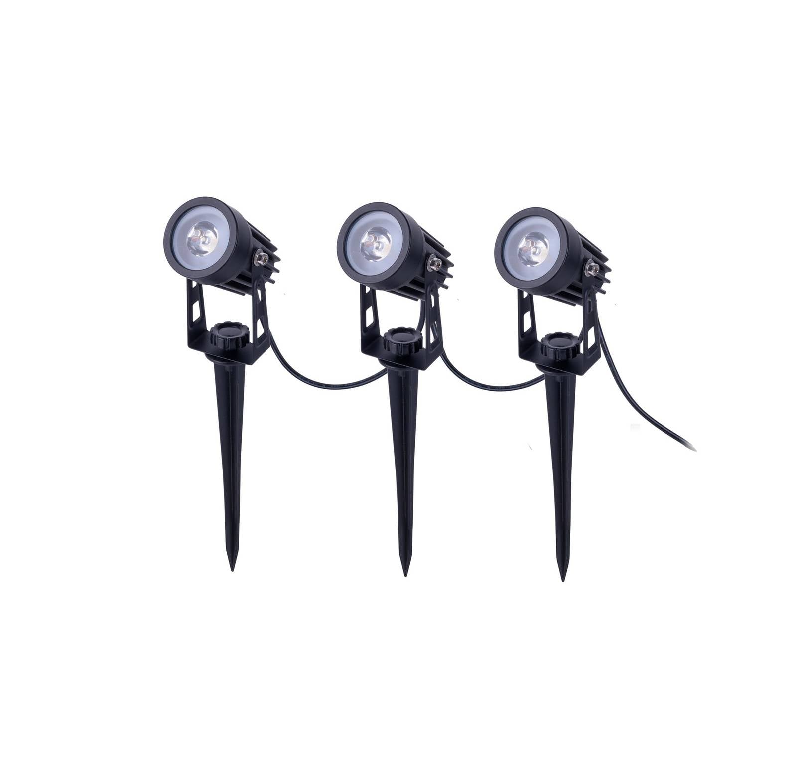 LED-Solar-Erdspießstrahler SPOTI, schwarz, 3er-Set, IP44