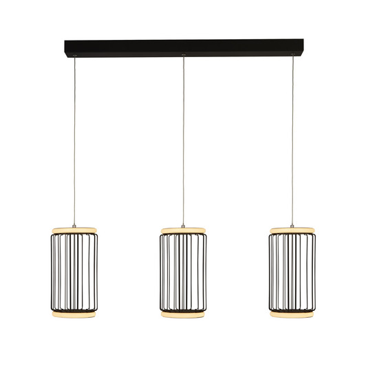 LED-Pendelleuchte Cage 3-flammig, schwarz