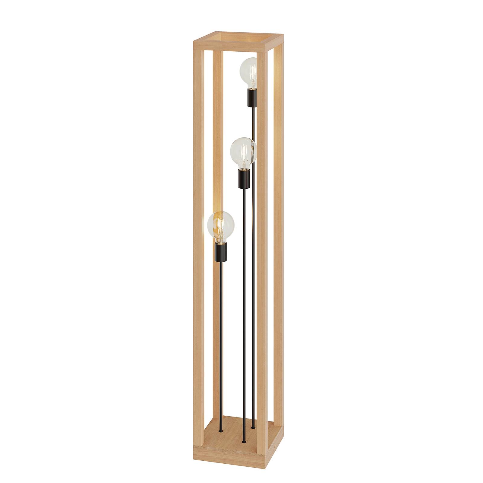Envostar Envolight Rowan floor lamp, oak wood, for Hallway, oiled oak, metal, E27, 15 W, L: 25 cm, W: 25 cm, H: 140 cm
