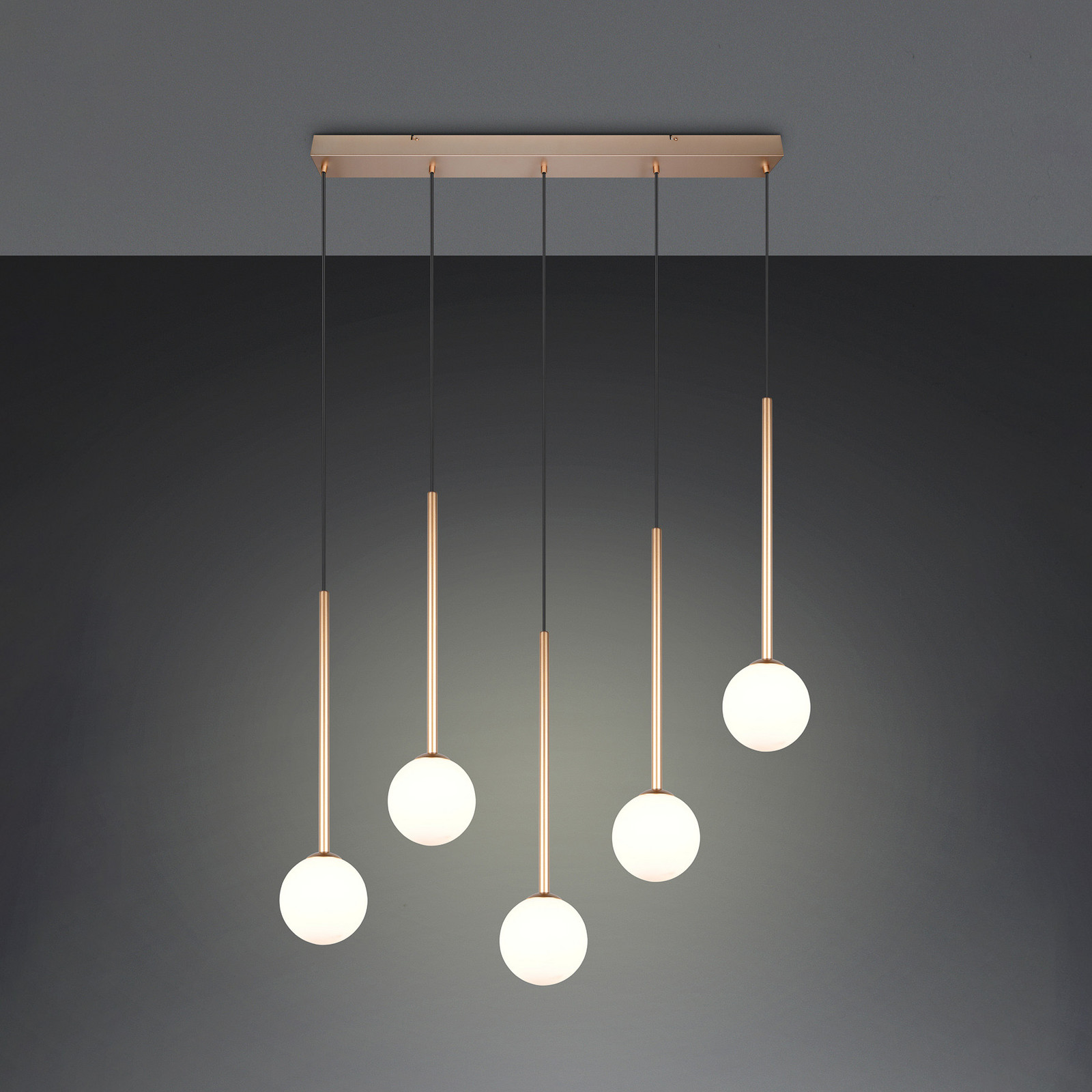 Trio Lighting Висяща лампа „Firano“, златист цвят, дължина 107 см, метална, с 5 лампи.