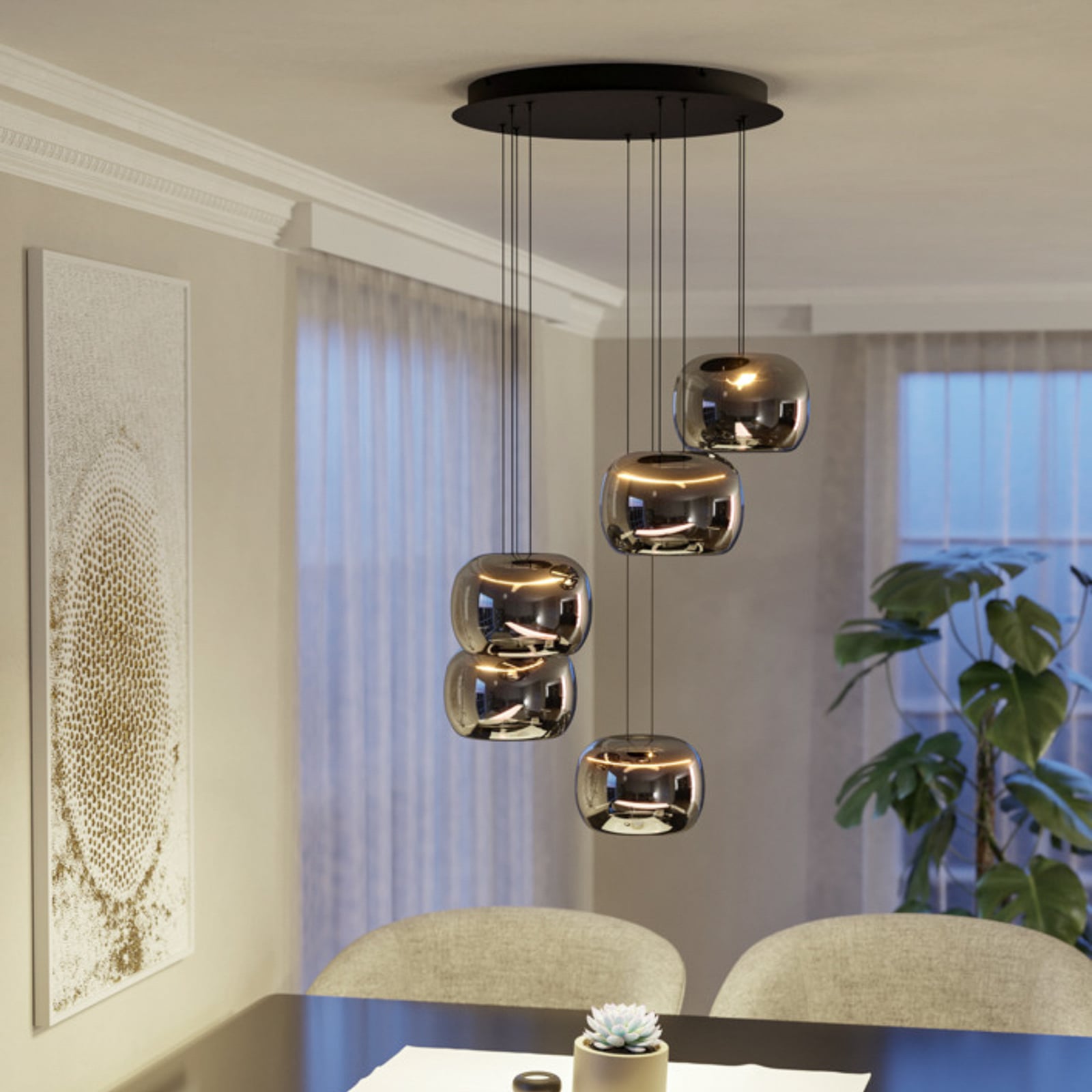EGLO LED hanglamp HORTUNAS, Ø 50 cm, 5-lamps, zwart EGLO LED hanglamp HORTUNAS, Ø 50 cm, 5-lamps, zwart