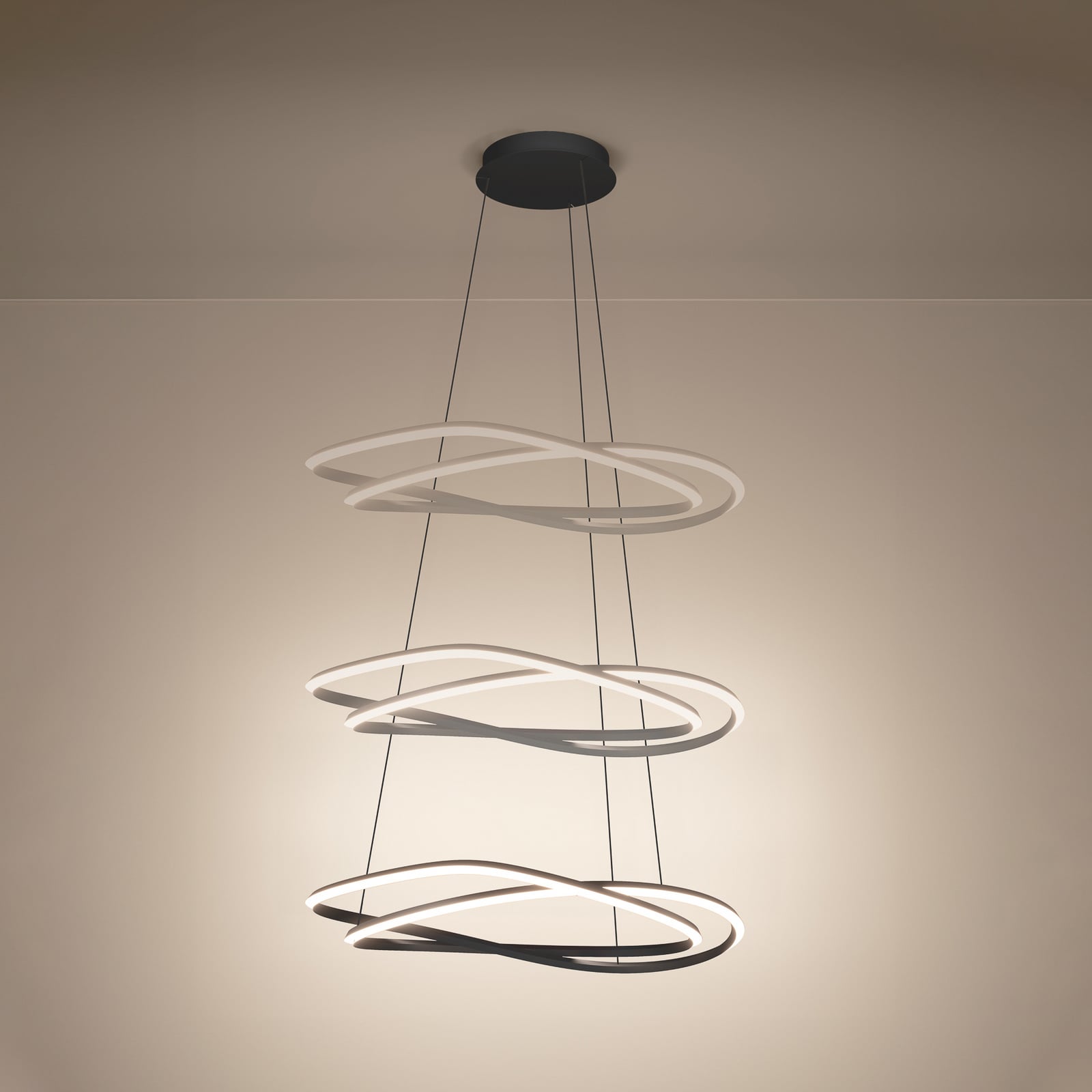 Závěsné světlo Stars of Light LED Guntin, šedá, 62 cm, kov, CCT