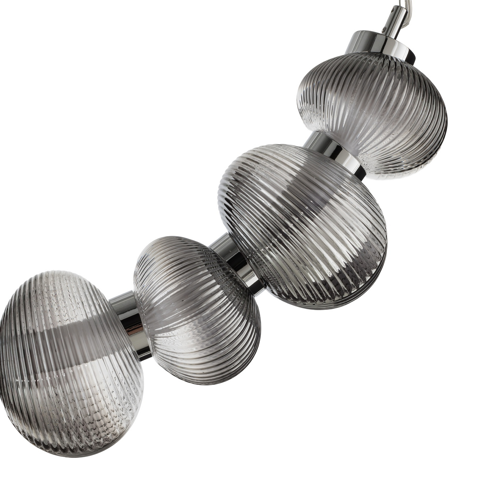 Bolla LED pendant light, chrome/smoke grey, glass, length 79.5 cm Bolla LED pendant light, chrome/smoke grey, glass, length 79.5 cm