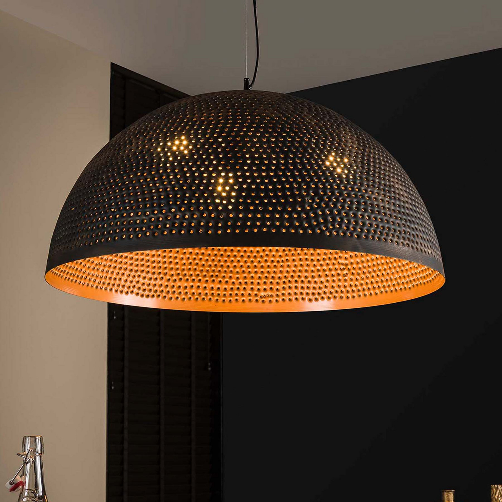 Zijlstra Suspensie din metal Punchray o singură lumină - Camera de zi / sufragerie - Vintage - negru-maroniu