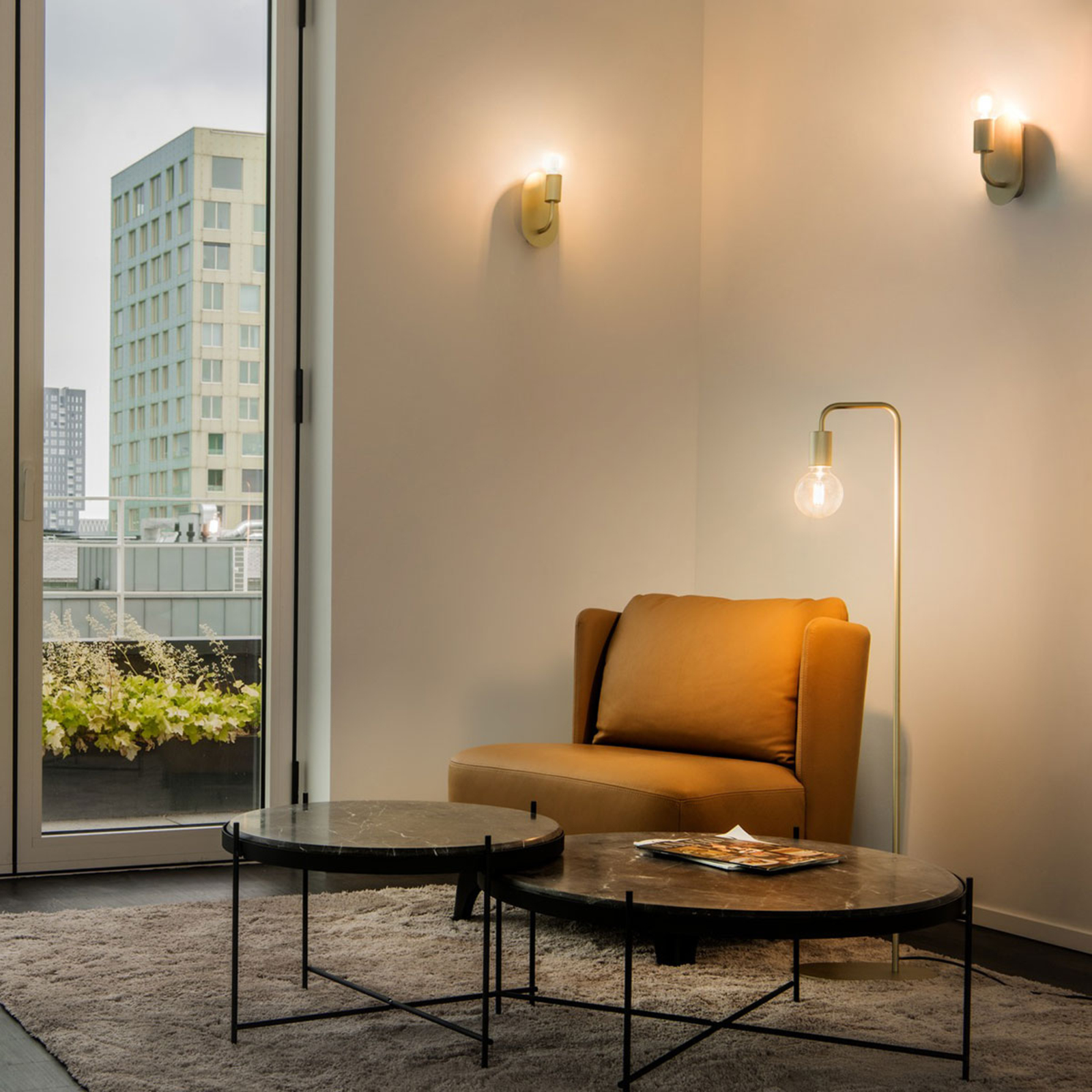 SLV Fitu floor lamp made of metal, gold, for Living / Dining Room, aluminium, steel, E27, 60 W, energy efficiency: A++, L: 29 cm, W: 20 cm, H: 116.5 cm