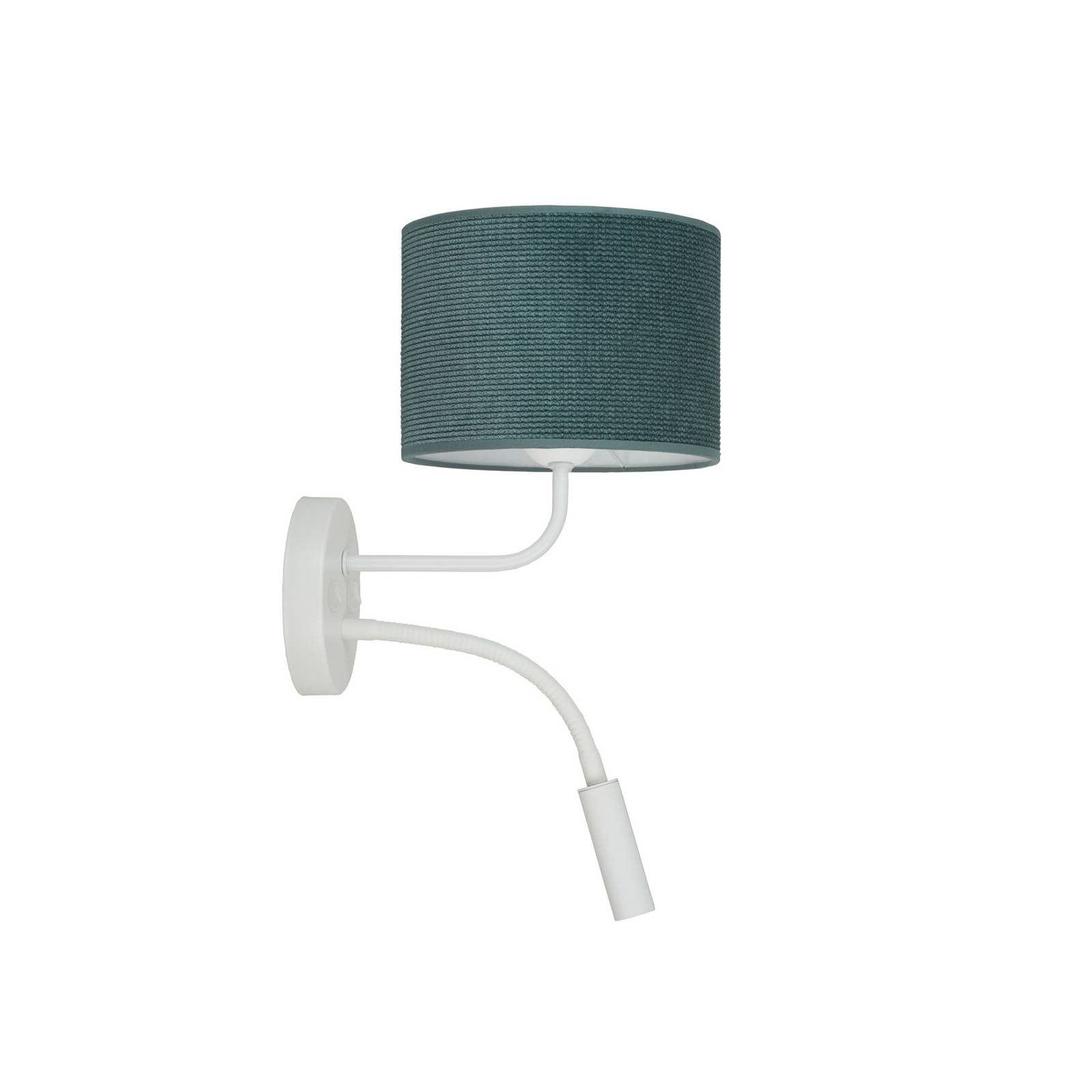 Wandleuchte Roller, Cord mint, weiß, mit Leselicht