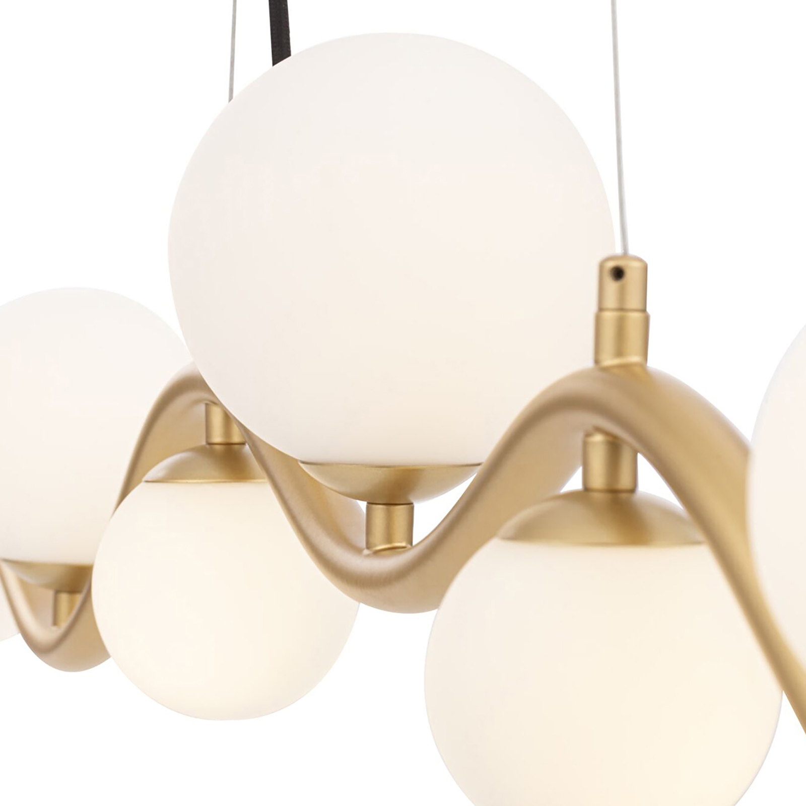 Maytoni Uva hanging light, 7-bulb, brass/white