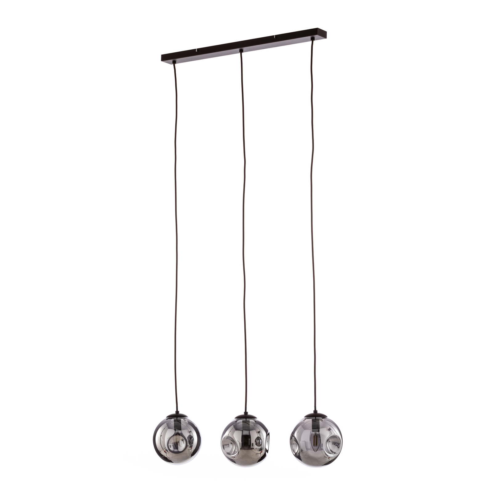 Lindby Valentina pendant light, E14, 3-bulb, smoky grey, glass