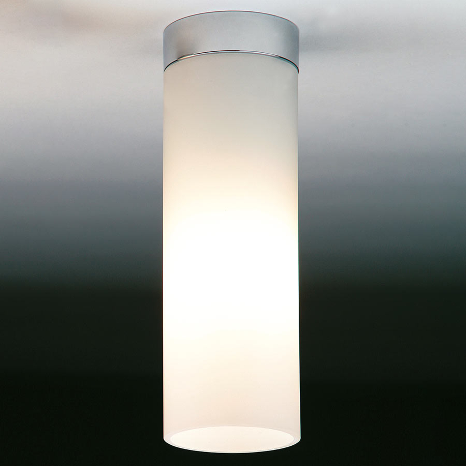 Top Light Matt white ceiling light DELA BOX, matt nickel, for Living / Dining Room, glass, metal, E27, 100 W, energy efficiency: A++, H: 20 cm