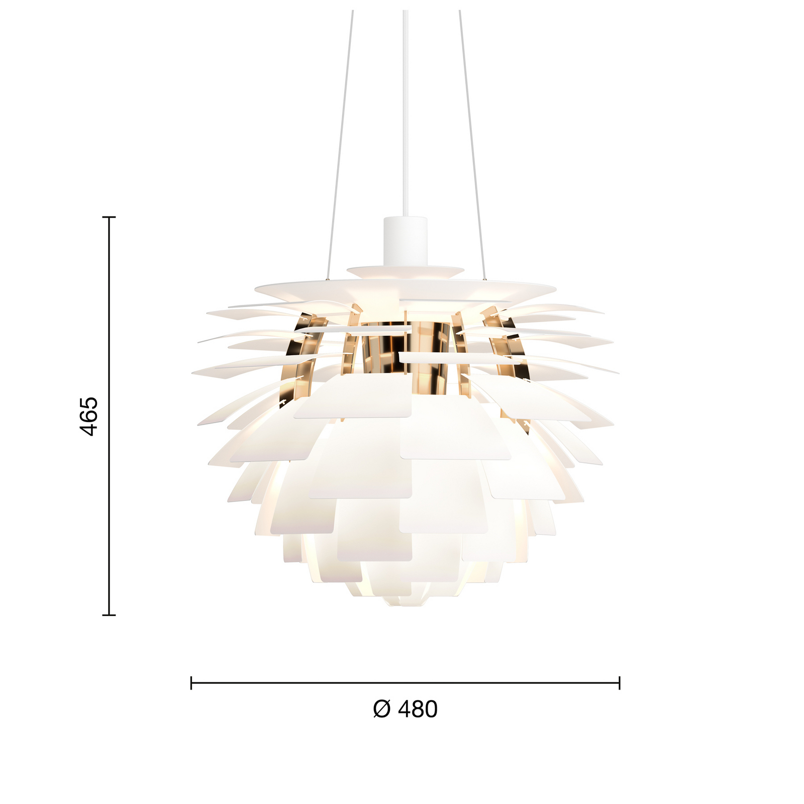 Hanglamp PH Artichoke wit/messing Ø 48 cm Louis Poulsen