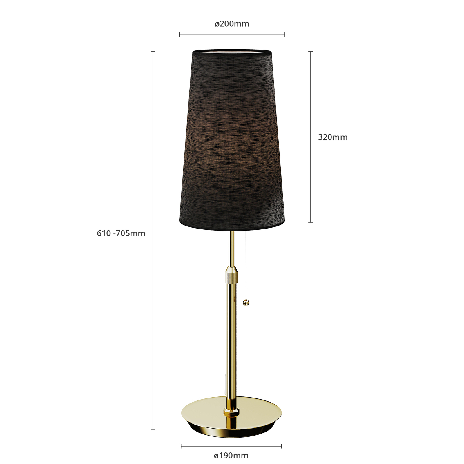 Lucande Pordis lampada da tavolo, nero-ottone