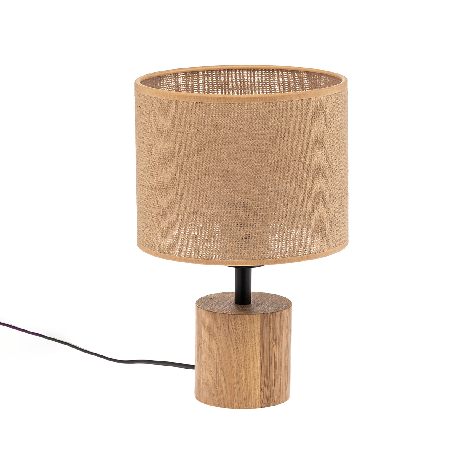 Tidas table lamp, oiled oak, Ø 20 cm, cream