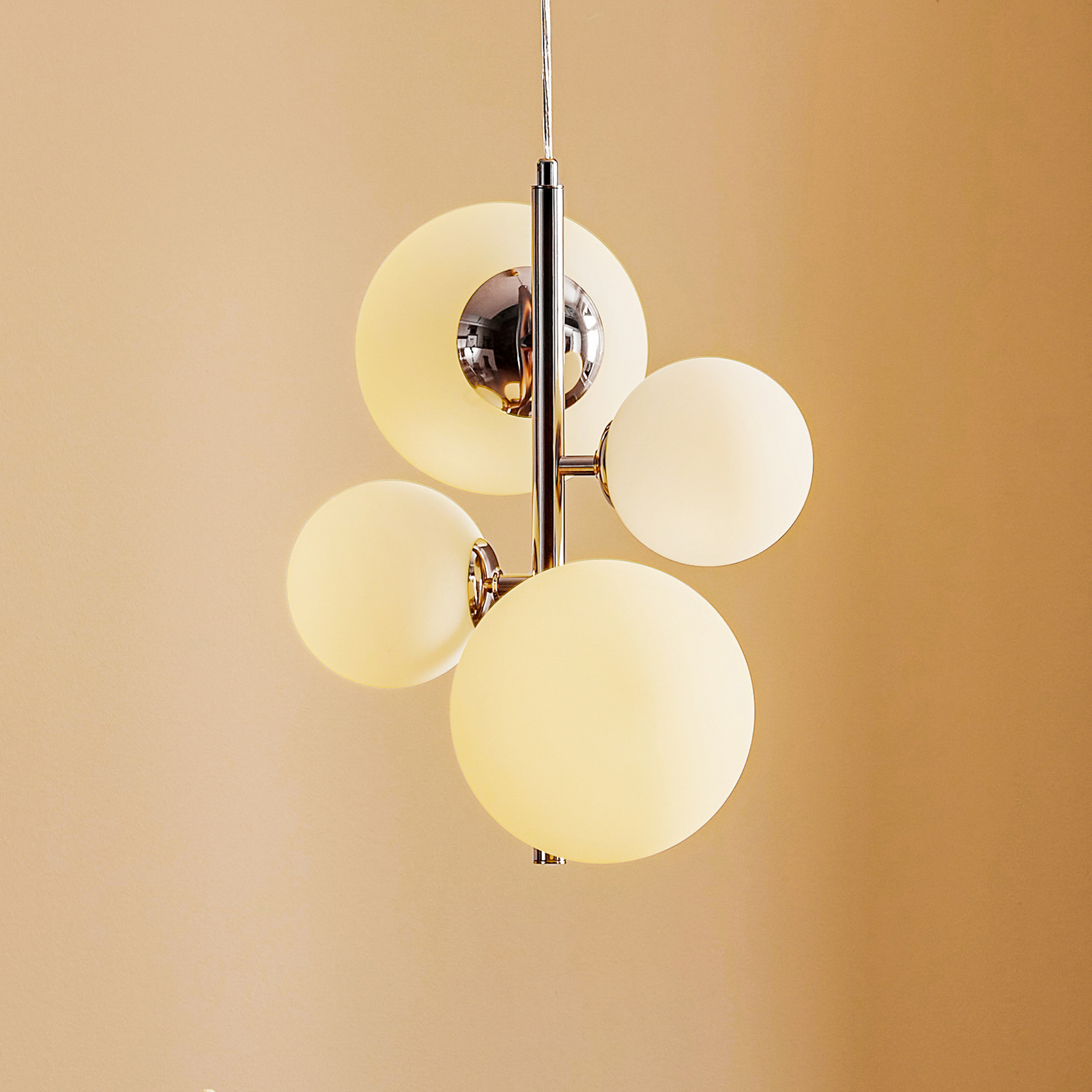 Suspension Bloom à 4 lampes, chromée