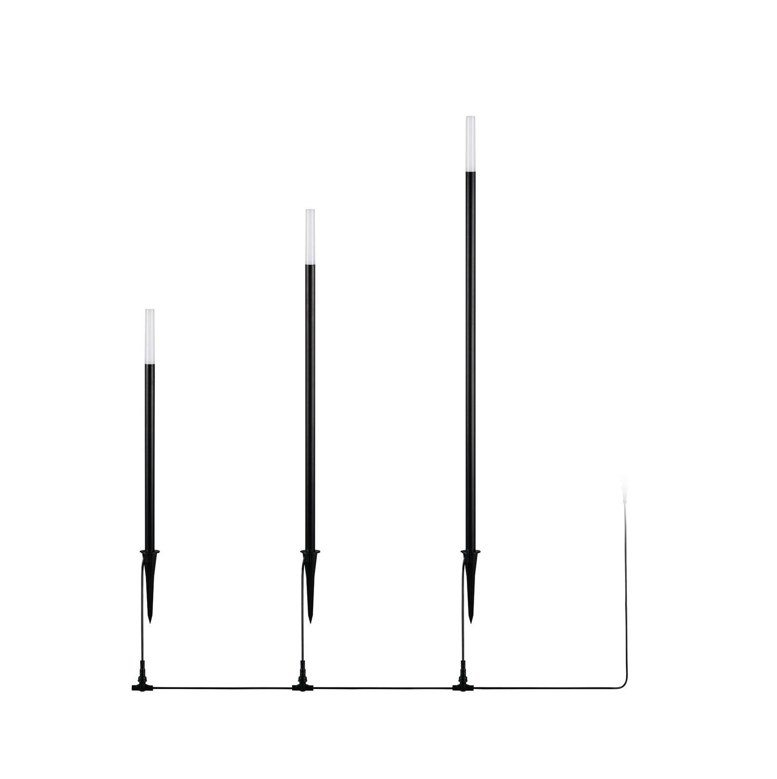 Lampă LED cu țeapă STICK, negru, 3 becuri, IP44, ștecher
