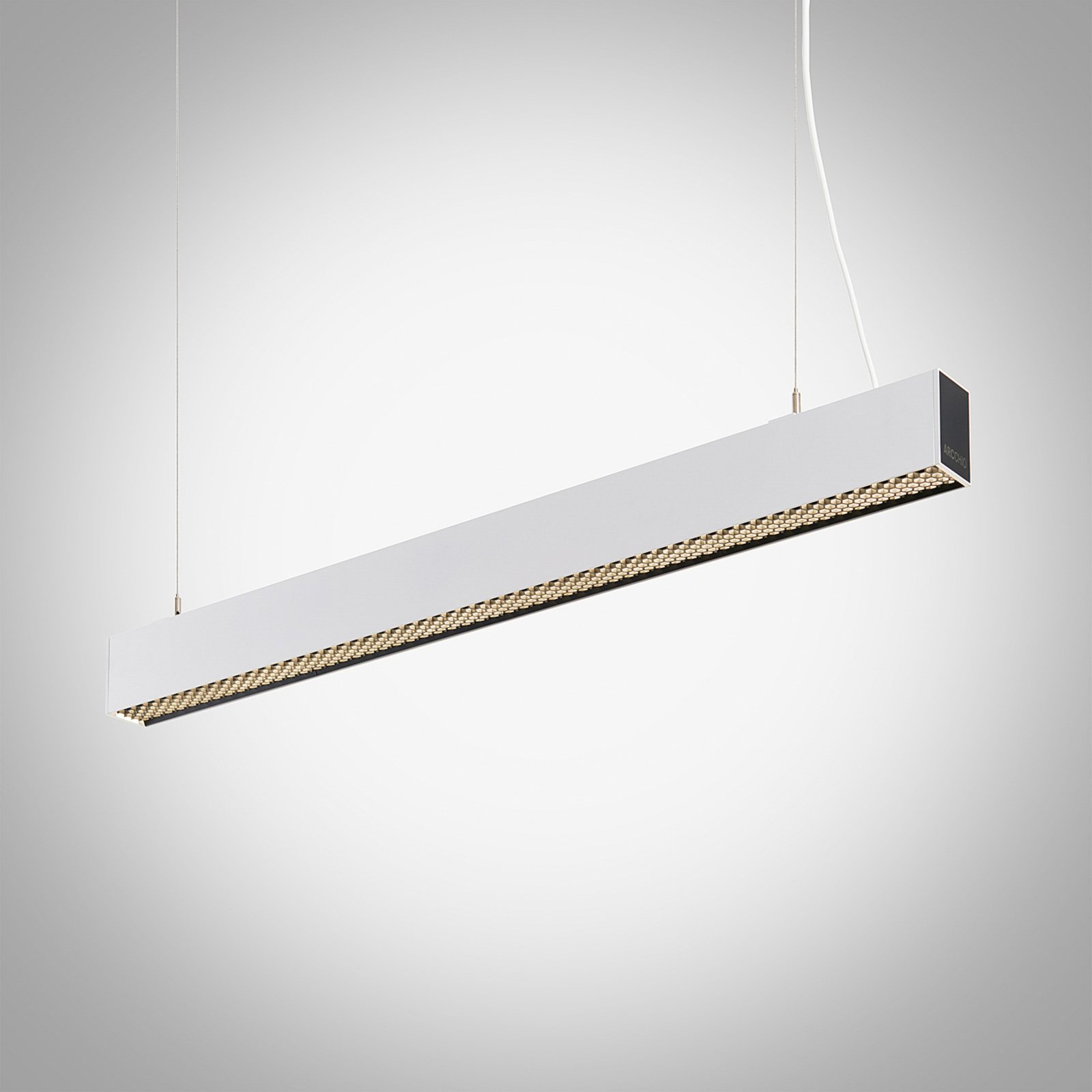 Arcchio Thores LED office hanging lamp 113cm white, for Workroom / Office, aluminium, polycarbonate, 27 W, energy efficiency: A+, L: 113.2 cm, W: 6.2 cm, H: 8.2 cm