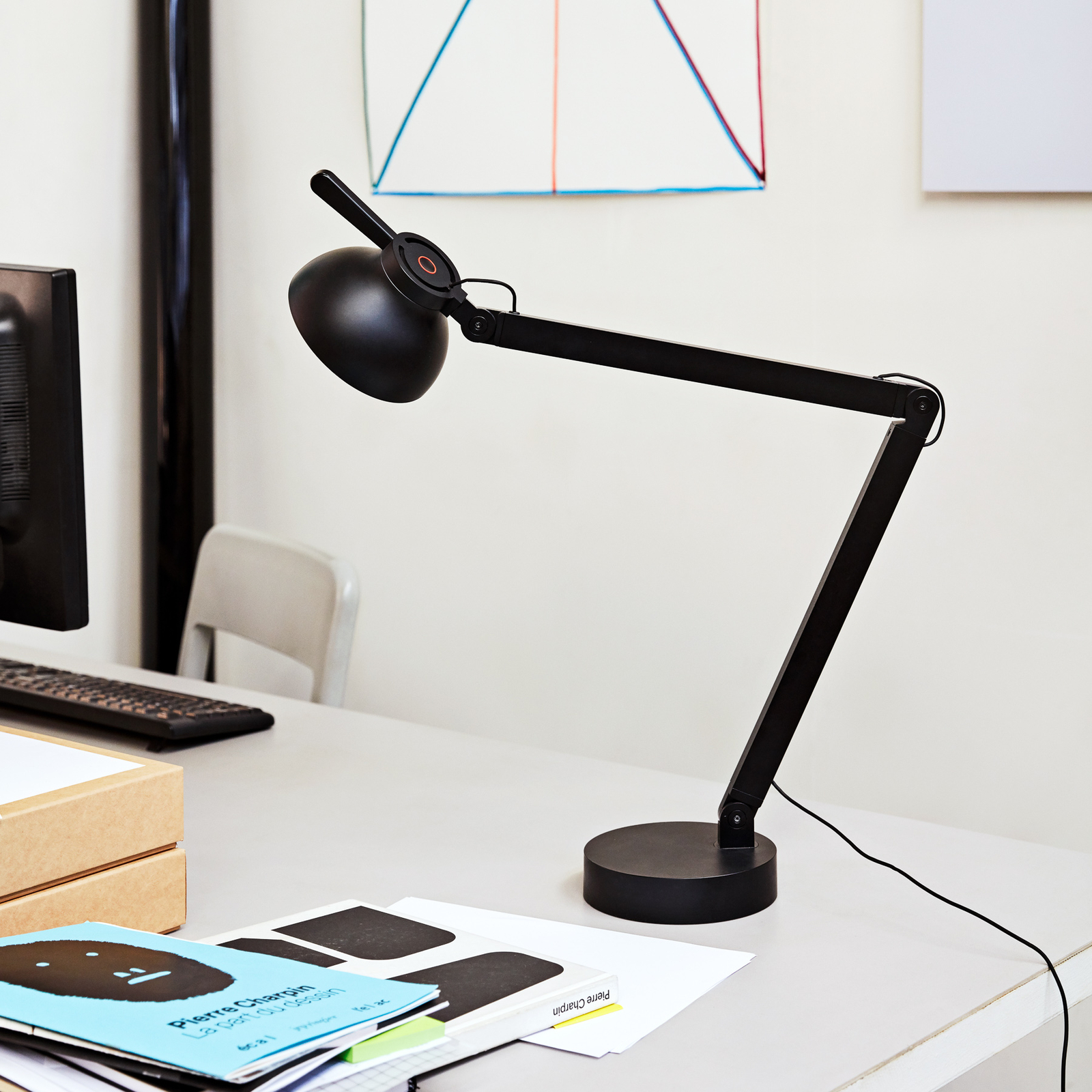 HAY PC Double Arm LED lampa na písací stôl, čierna