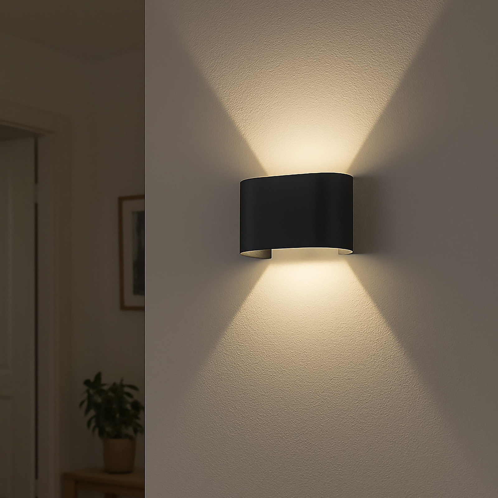 Applique LED Wall, à 2 lampes, ronde, noire