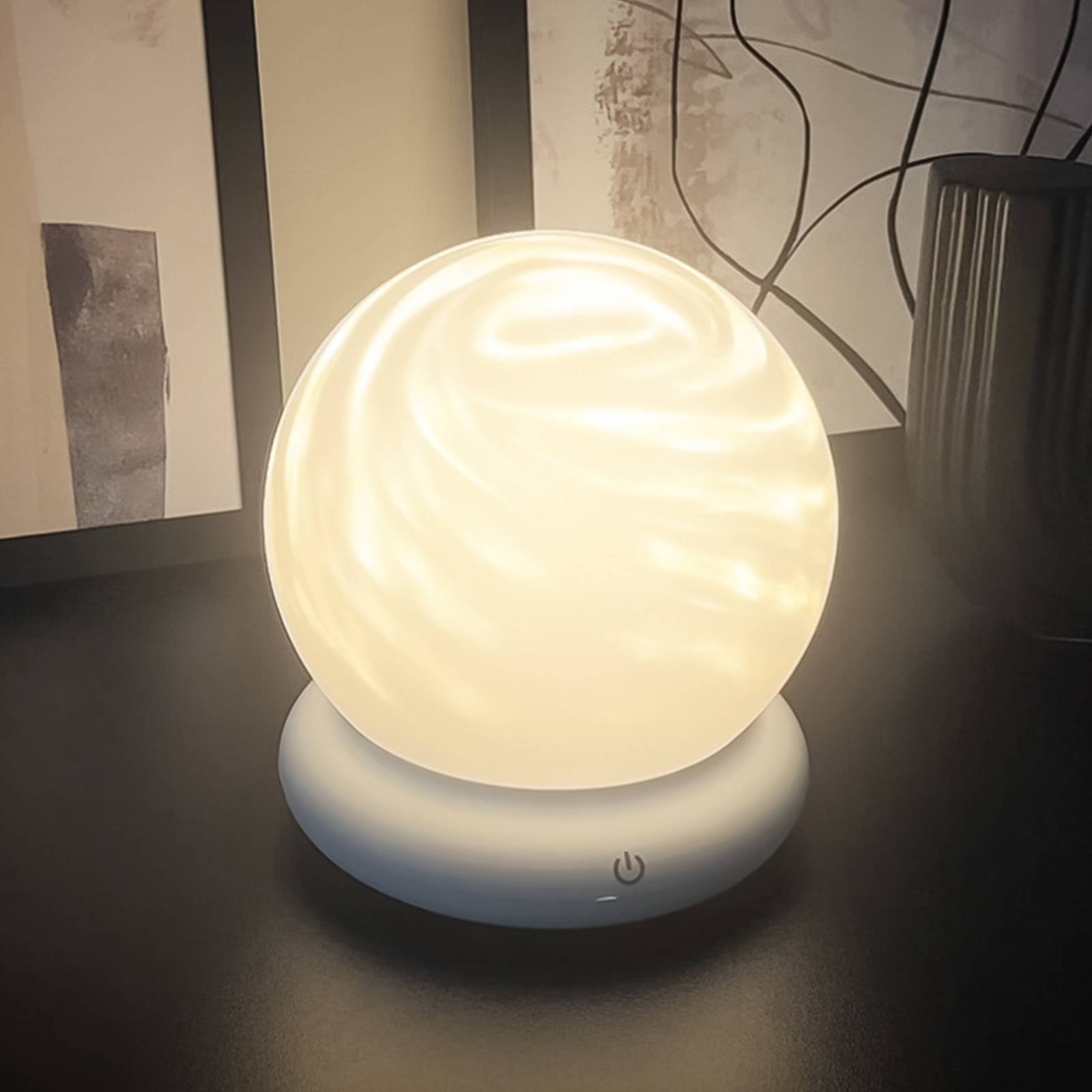 LED-Akku-Tischleuchte LUSTRO, weiß, Ø 15 cm, RGBW, touchdim günstig online kaufen