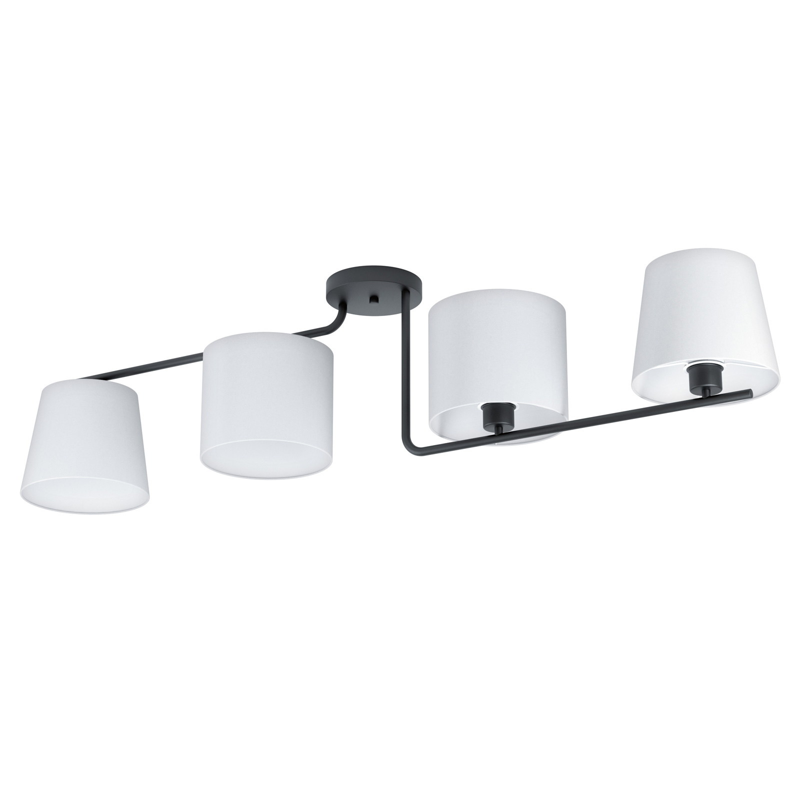 EGLO Marojales 1 ceiling light, four fabric lampshades, for Living / Dining Room, steel, fabric, E27, 28 W, energy efficiency: A++, L: 124.5 cm, W: 20 cm, H: 28 cm