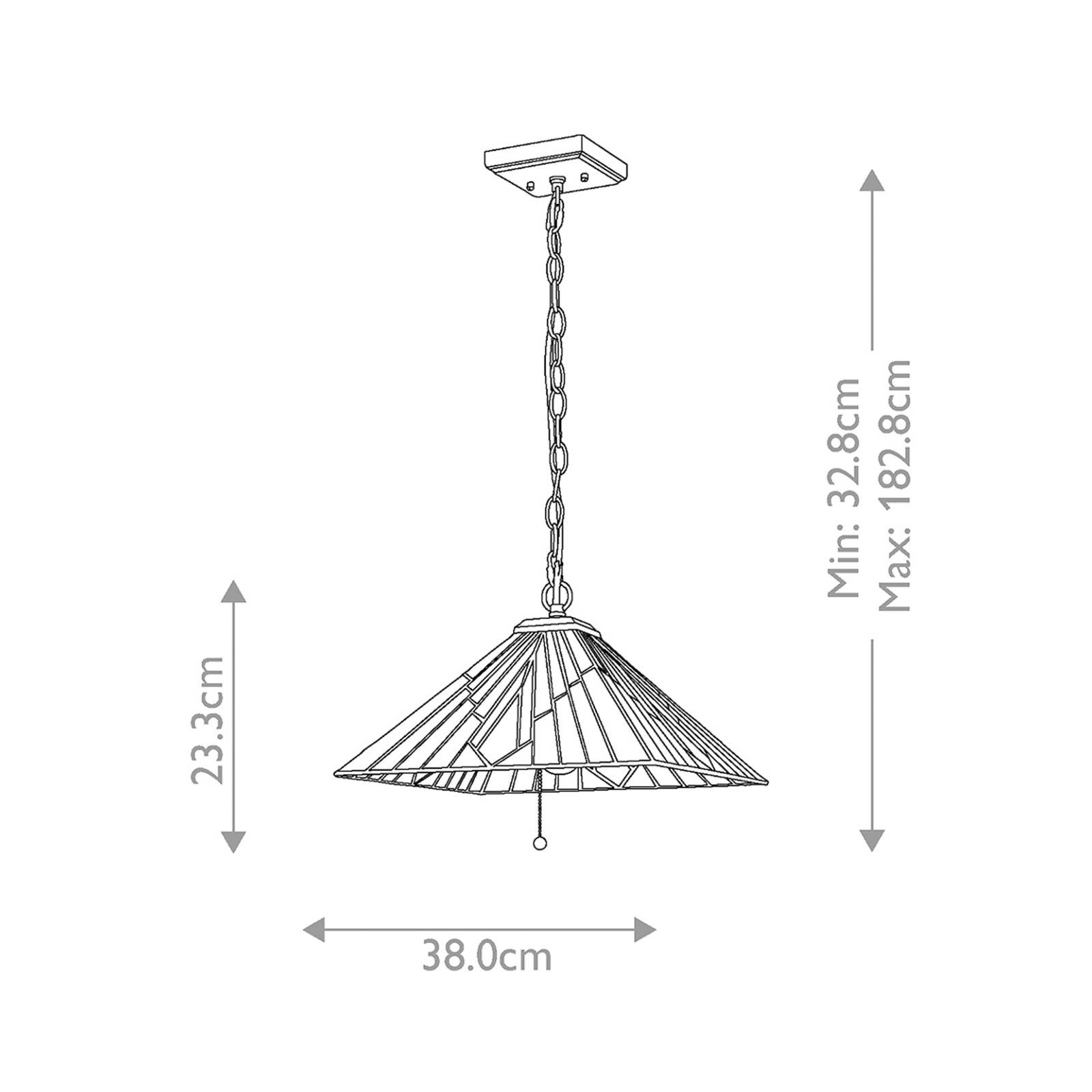 Lampa wisząca Alderley, styl Tiffany, brąz, włącznik pociągany