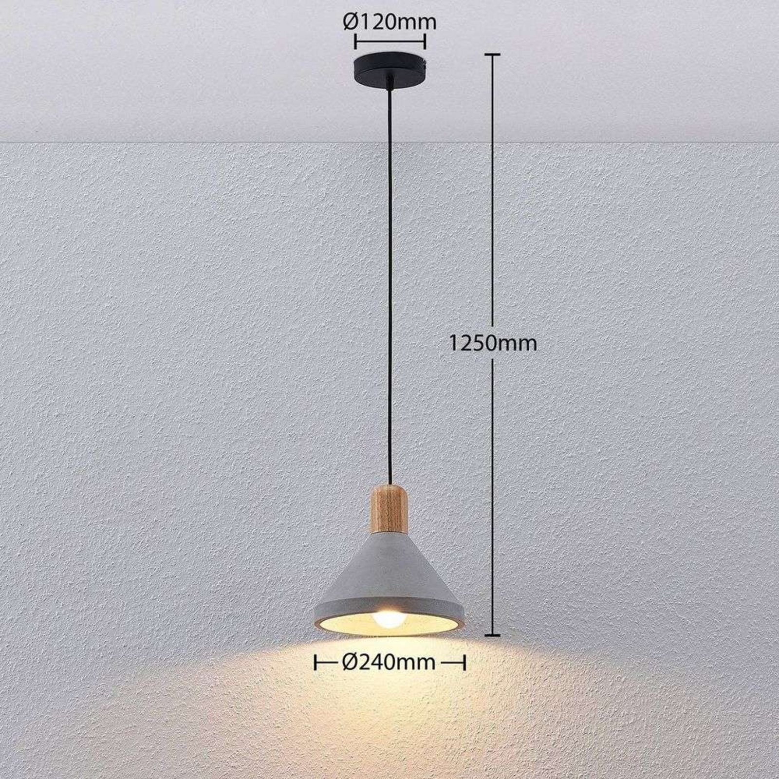 Caisy Round Lámpara Colgante Concrete/Wood - Lindby