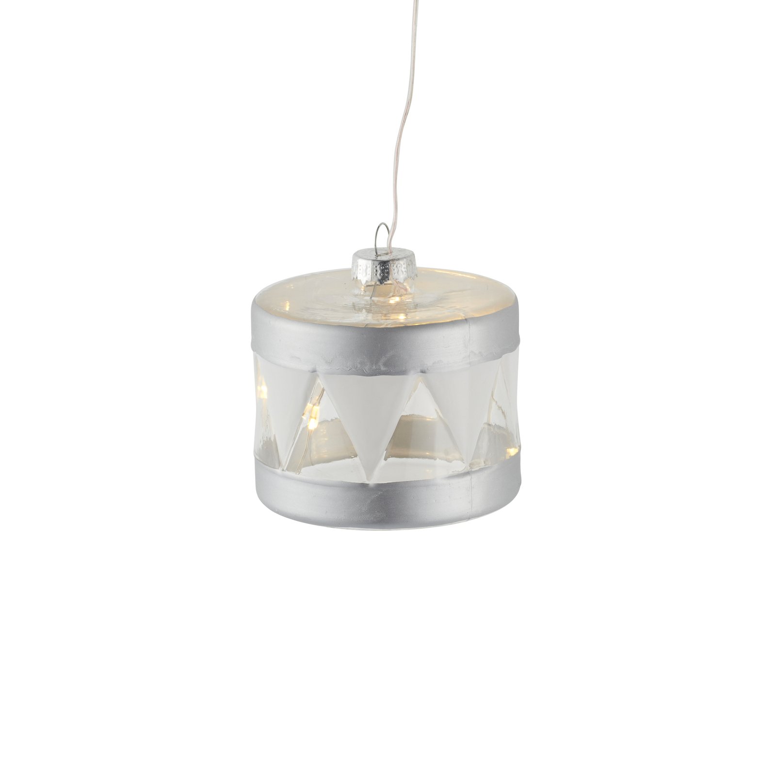 Dekorační přívěsek Elly s LED diodou, Ø 7 cm, stříbrný
