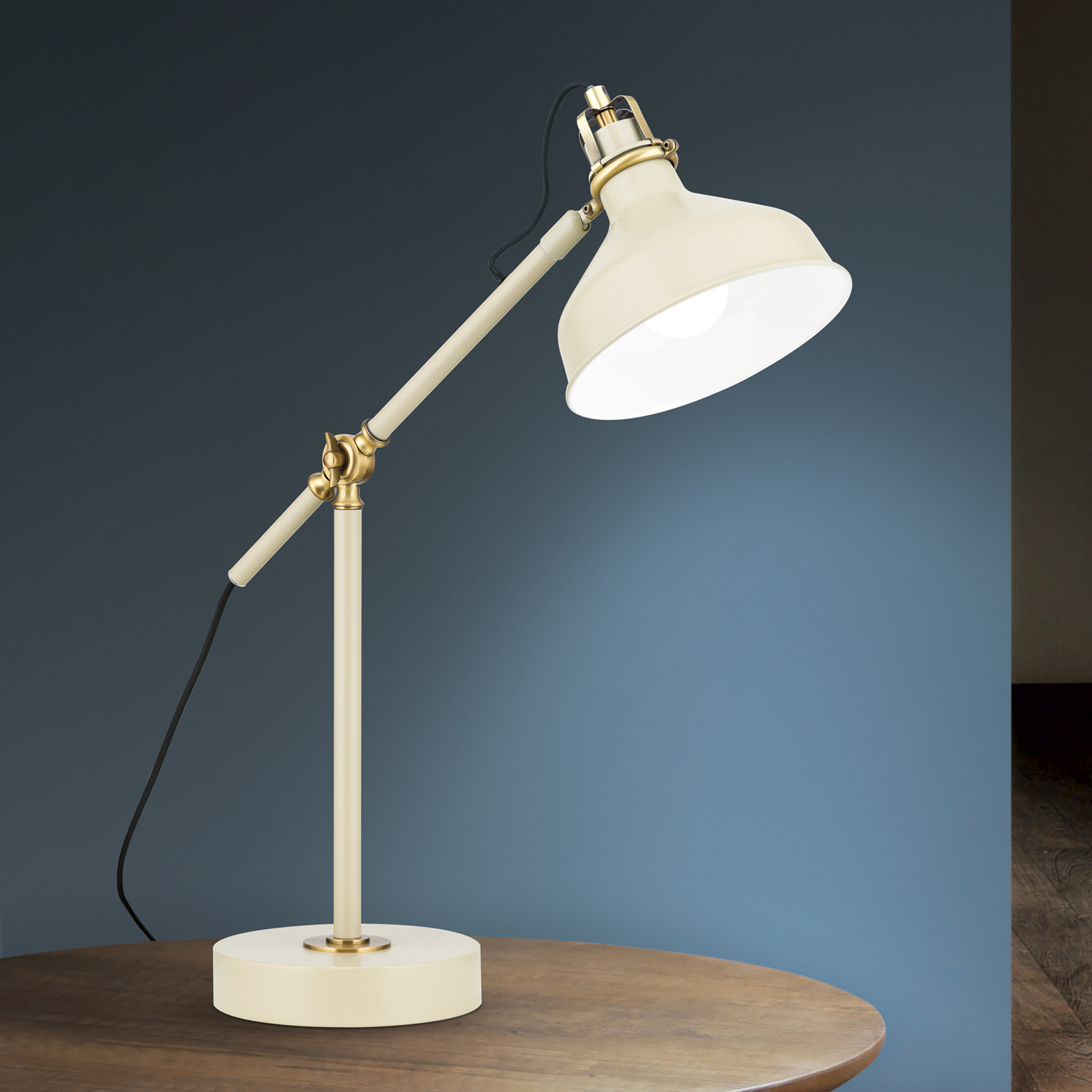 Stolná lampa Schiller, khaki, kov, výška 59 cm, nastaviteľná