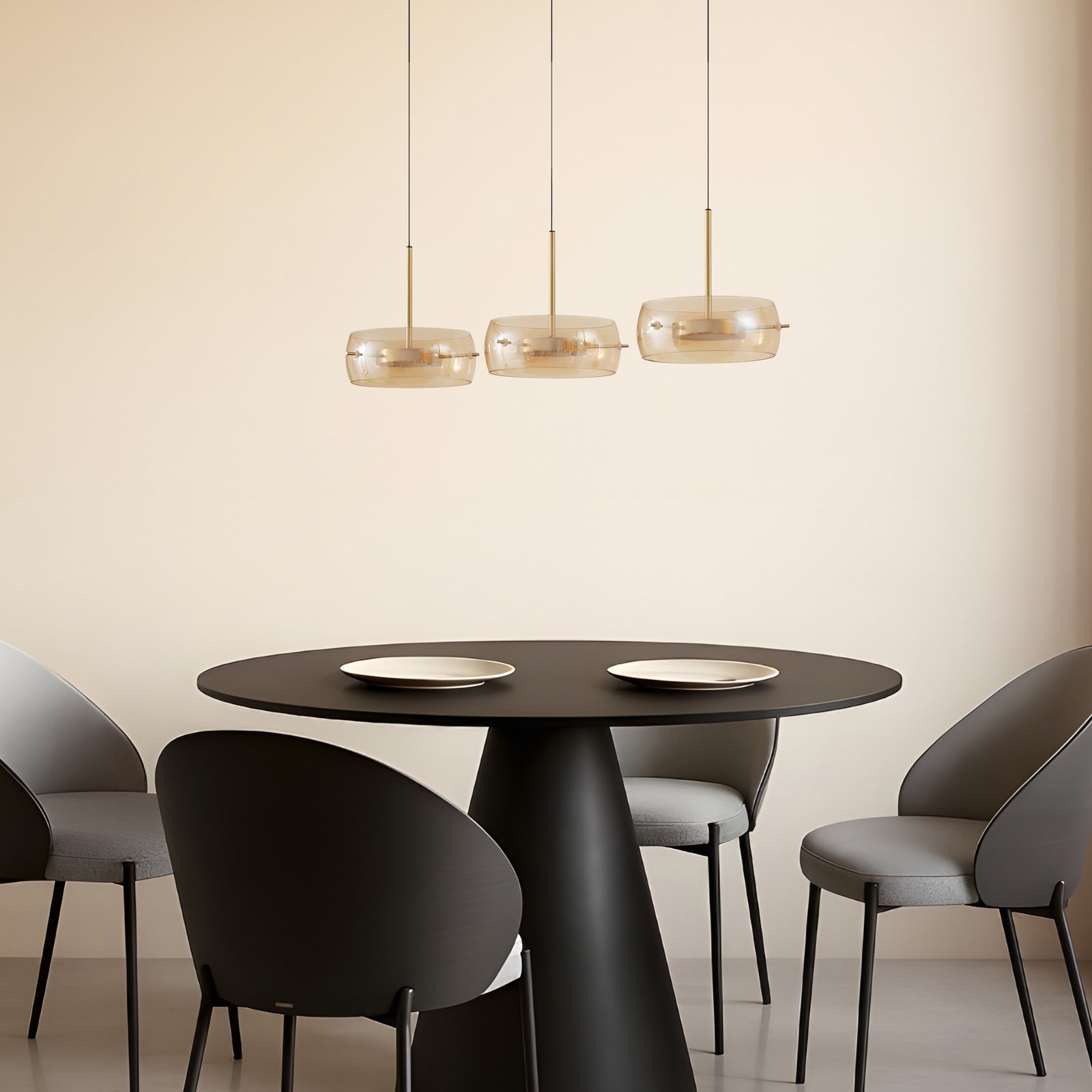 Martis LED hanglamp, amber, dimbaar, 3-lamps - Lucande Martis LED hanglamp, amber, dimbaar, 3-lamps - Lucande