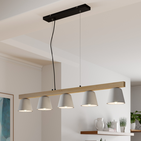Lucande Kalinda lámpara colgante, hormigón 5 luces