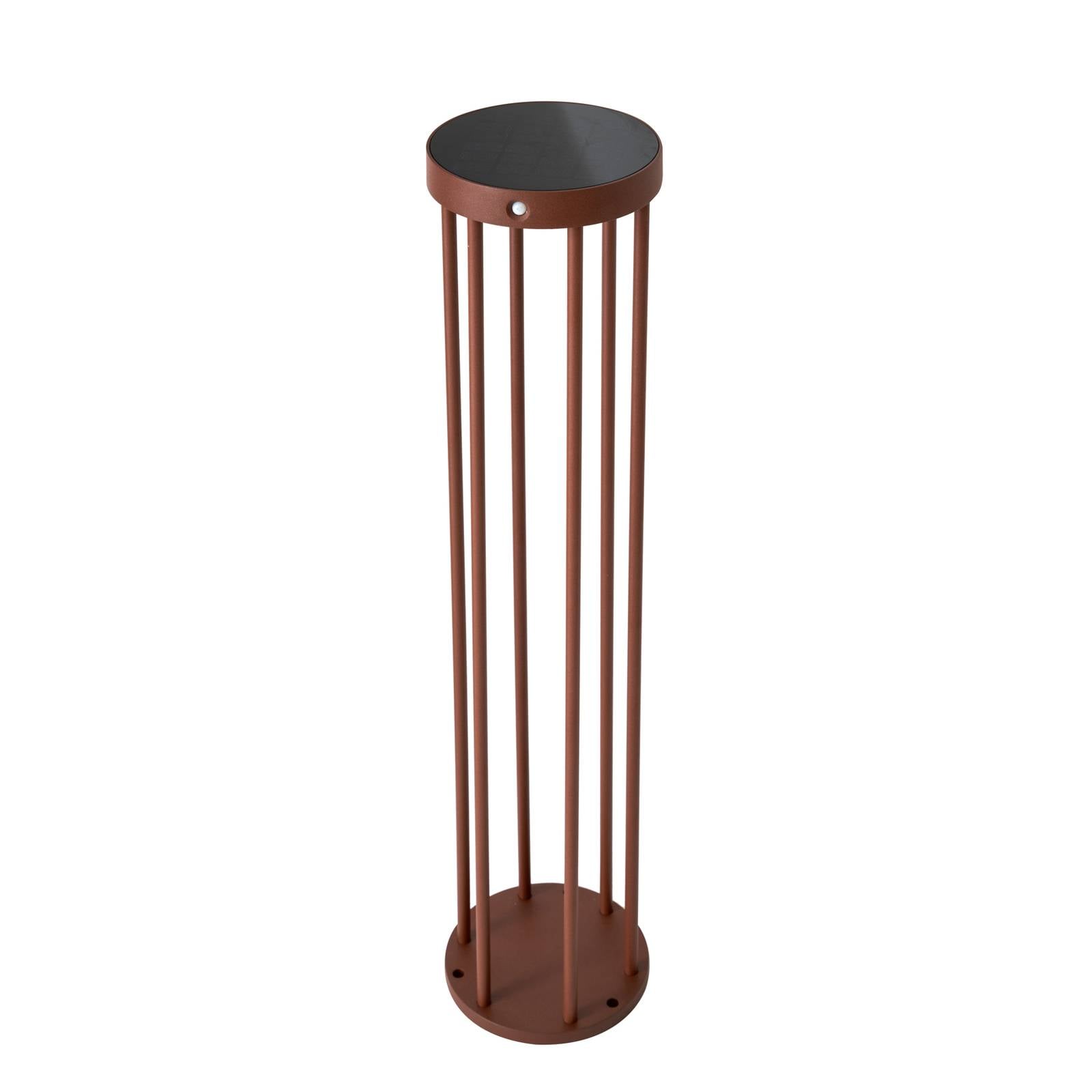 Lucande LED-Solar-Wegelampe Evelis, rostfarben, Alu, Sensor