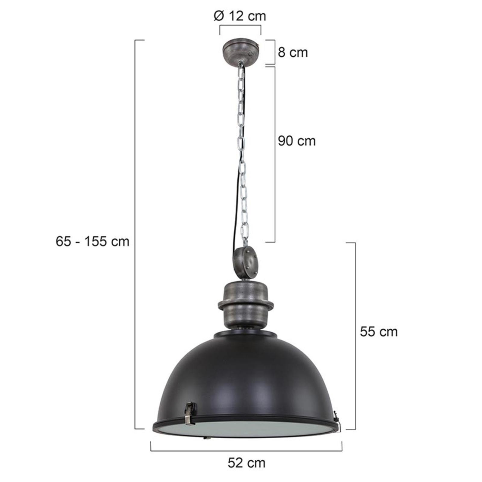 Fekete ipari függő lámpa Bikkel L02