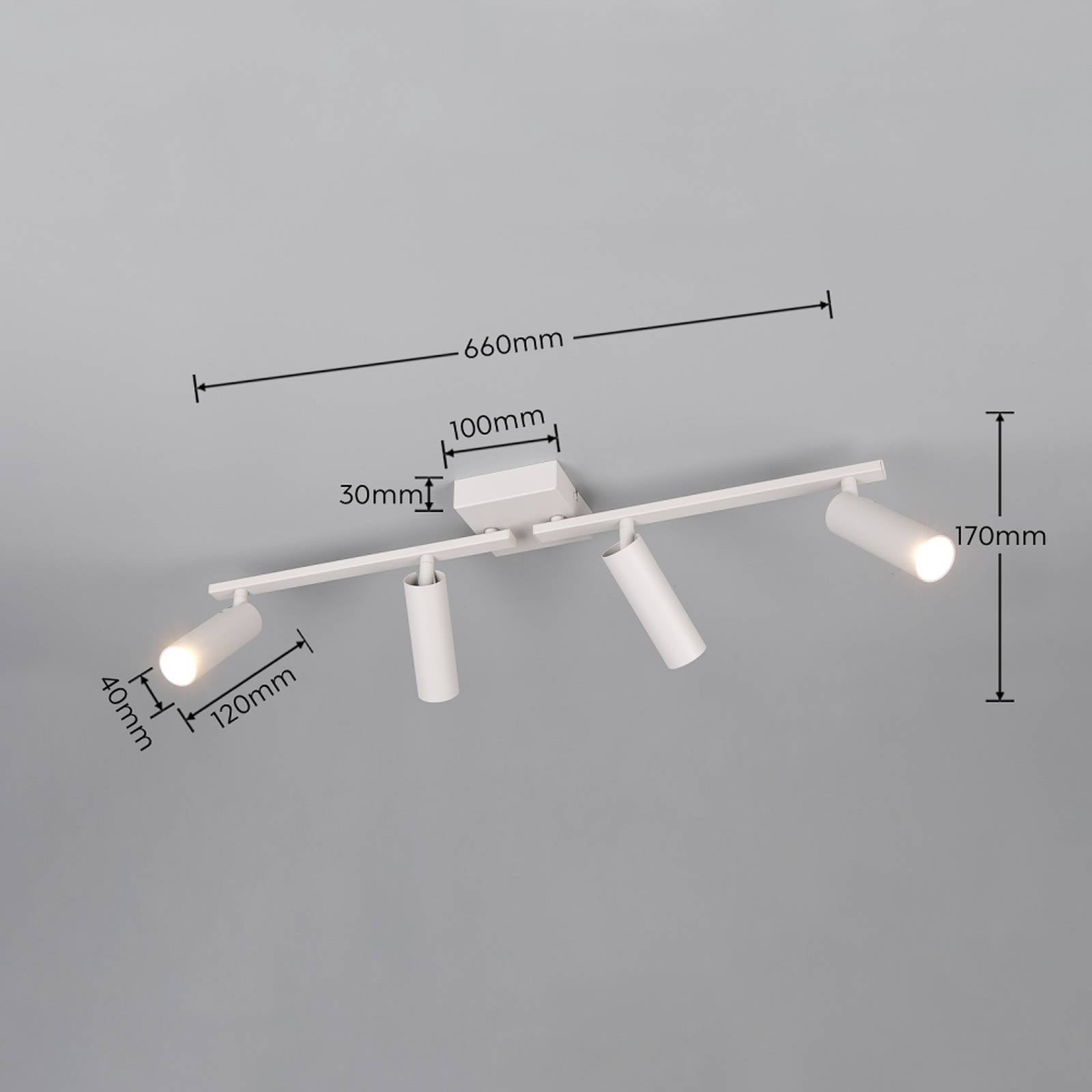 Downlight Dara, lengde 66 cm, grå, metall, 4 lyskilder.