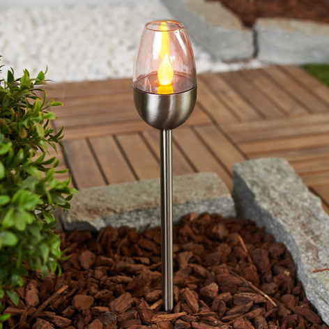 Flot LED solcellelampe Lugin, rustfrit stål 3 stk.