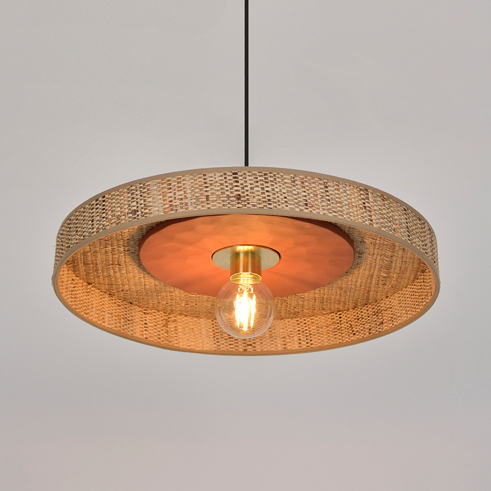 MARKET SET Portinatx Lampă suspendată Ø50cm teracotă - Camera de zi / sufragerie - Design - teracotă maro natural alamă negru - Ceramică