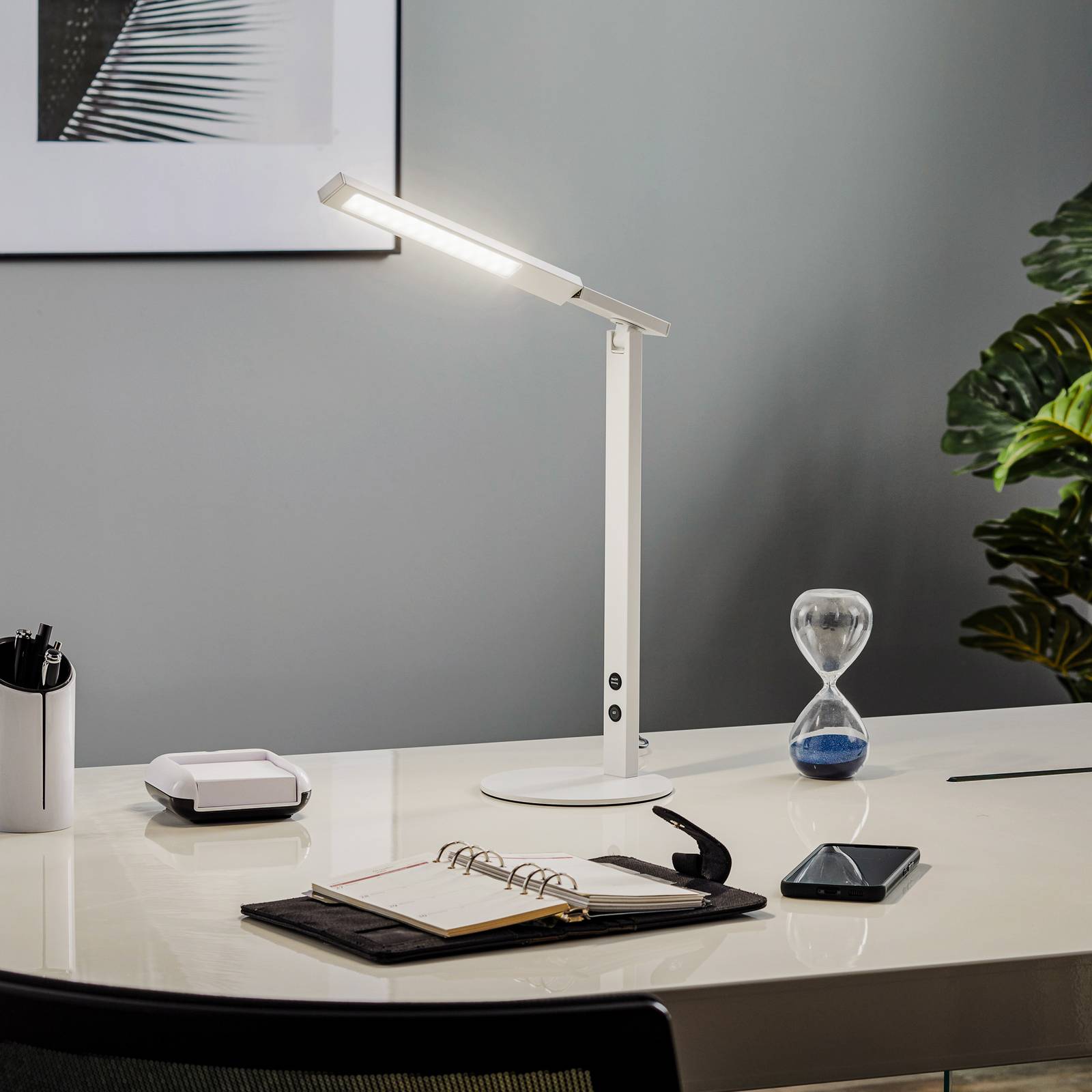 Fabas Luce Lampe de bureau LED Ideal avec variateur, blanche