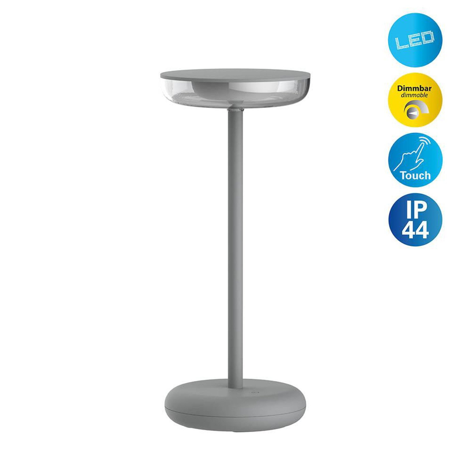 LED terraslamp Pasi, hoogte 26 cm metal touch