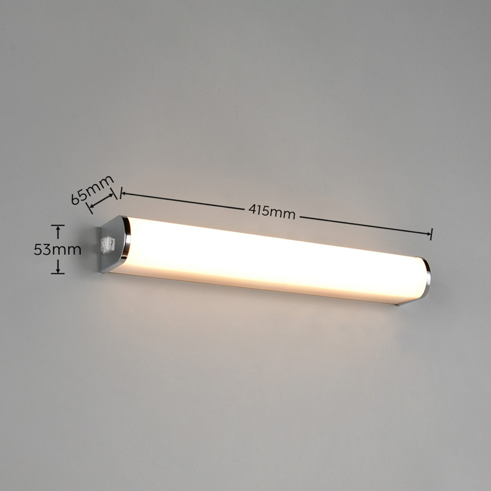 LED-seinavalgusti Giacomo, laius 41 cm, kroom, metall, IP44 LED-seinavalgusti Giacomo, laius 41 cm, kroom, metall, IP44